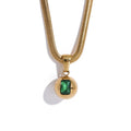 Colar Feminino Redondo com Zircônia em Aço Inoxidável Verde