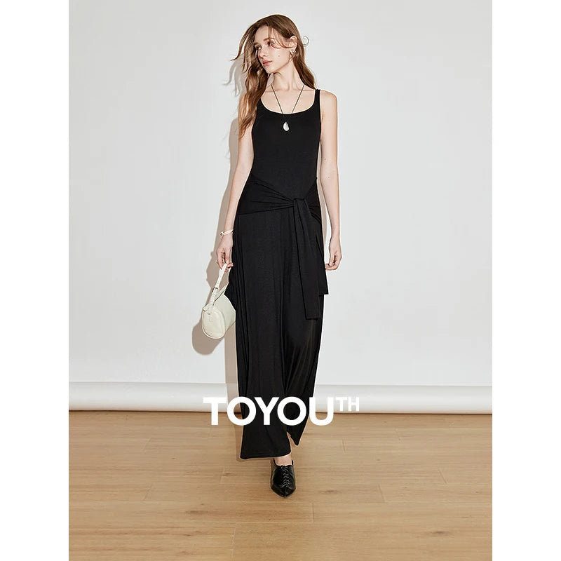 Vestido de Malha Midi Sem Manga Preto