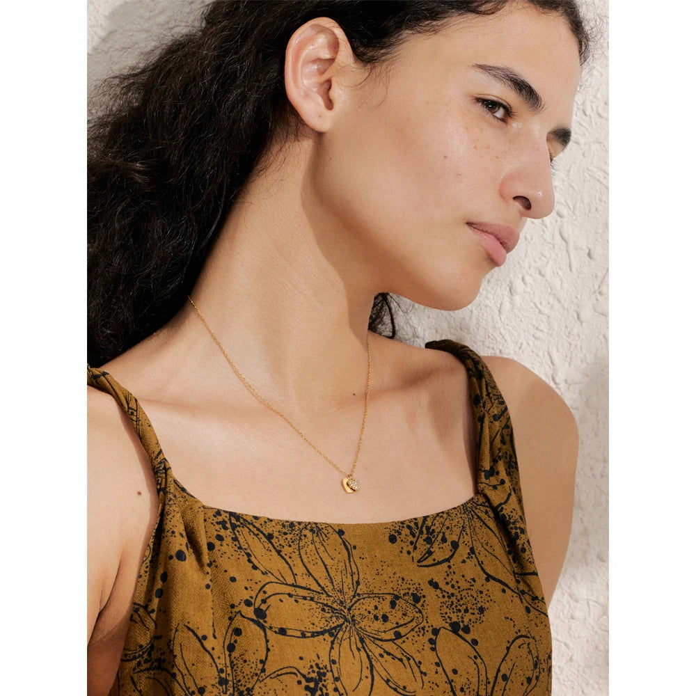 Colar Feminino de Camadas Coração com Zircônia em Aço 316L