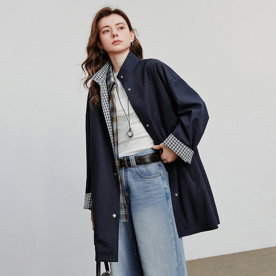 Trench Coat Feminino Midi de Liocel e Algodão