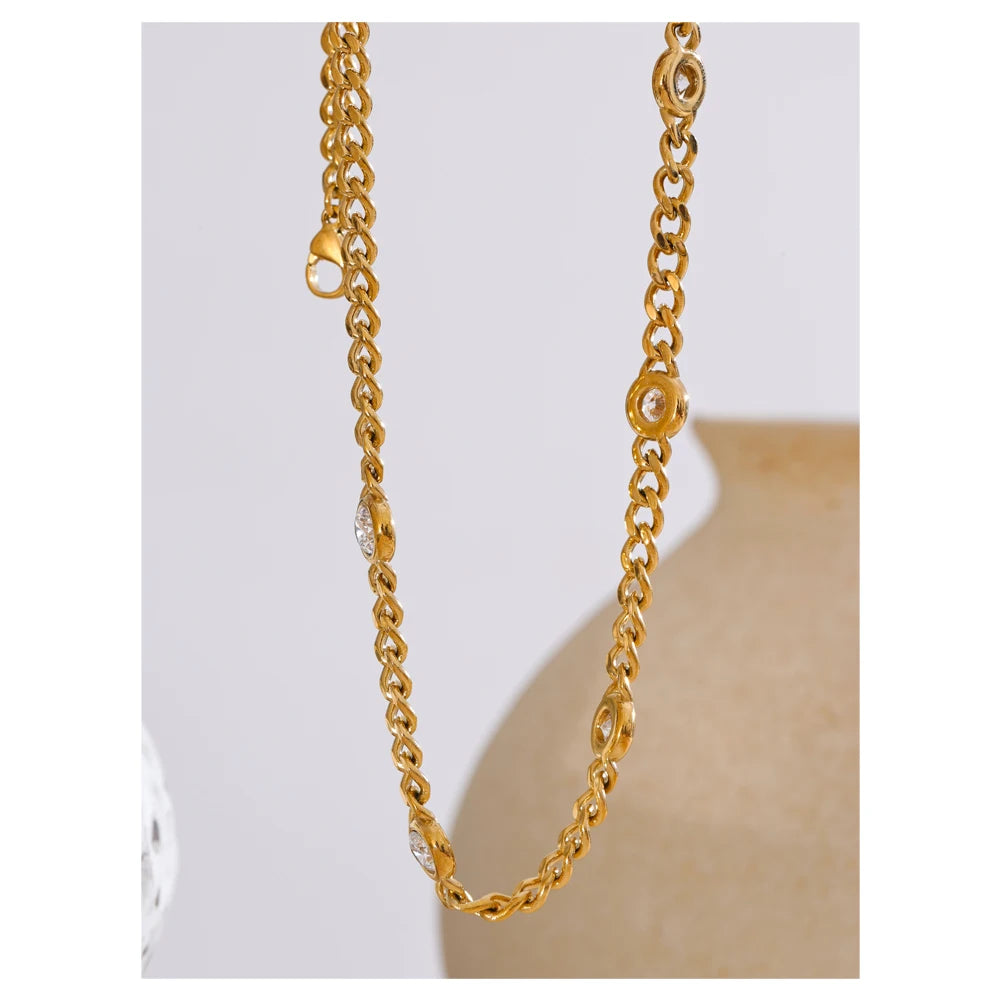 Colar Feminino Gota com Zircônia em Aço 316L