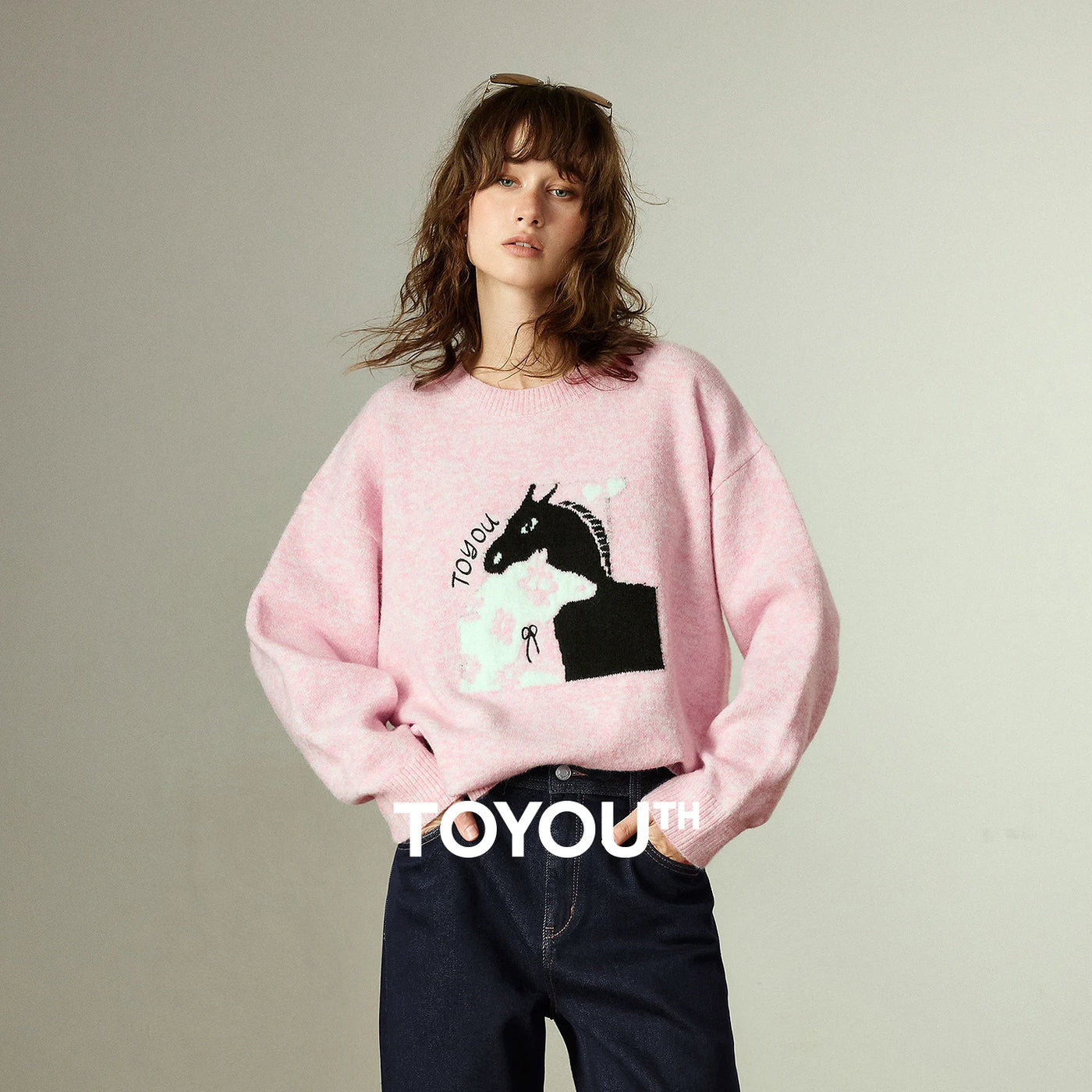 Suéter de Lã com Jacquard de Cavalo