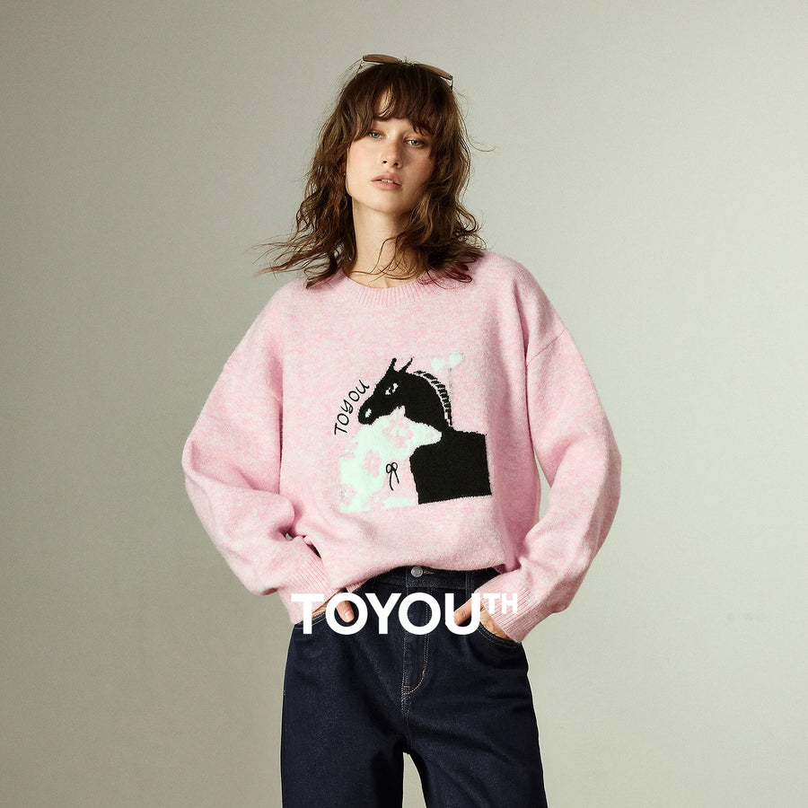Suéter de Lã com Jacquard de Cavalo