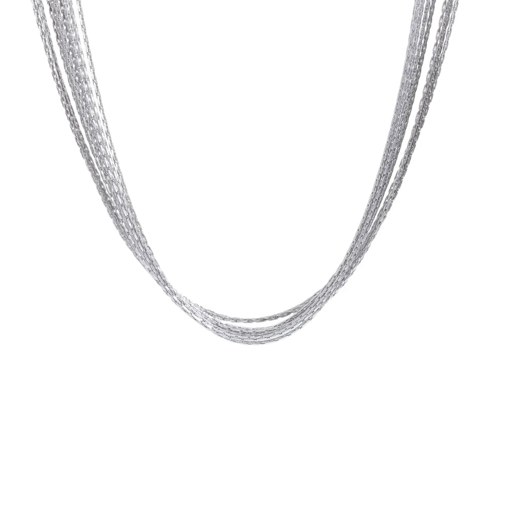 Colar Feminino de Camadas Gota em Aço Inoxidável 5 YH4253A Platinum