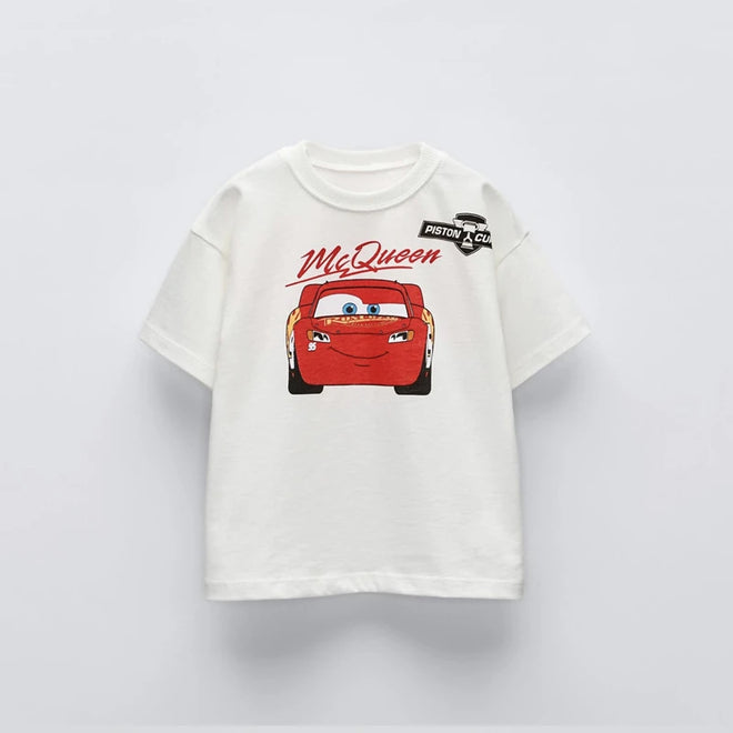 Camisa McQueen Infantil Masculina Tamanhos de 9 meses à 7 anos