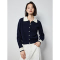 Cardigan Bicolor com Gola Polo e Botões