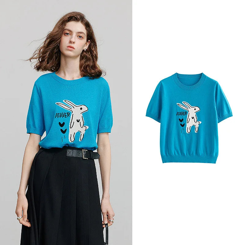 Blusa Feminina de Tricô Manga Curta Respirável