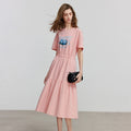 Vestido Camiseta Midi Estampado de Algodão