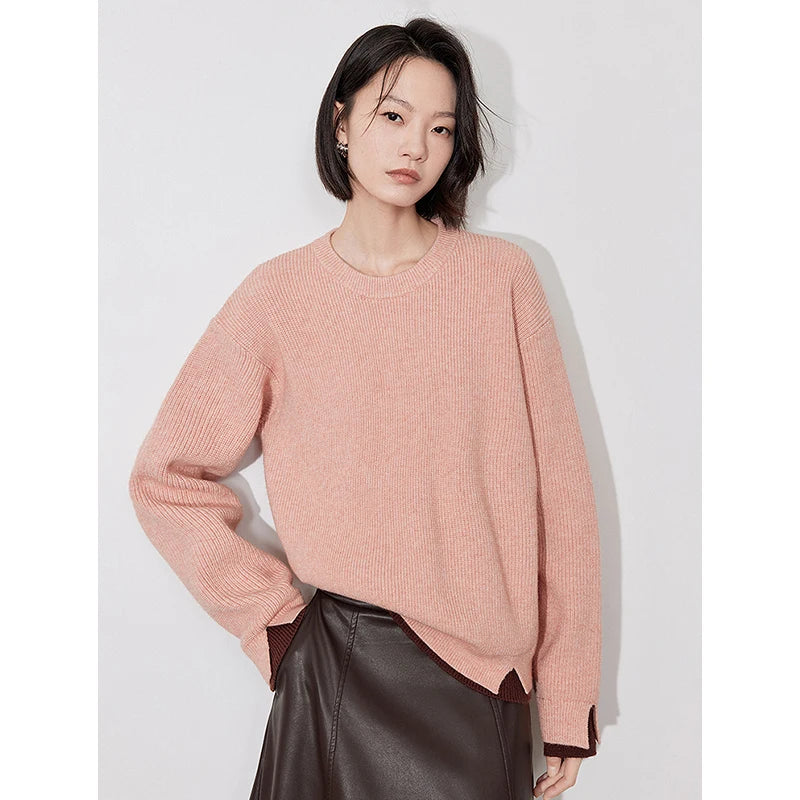 Suéter Vermelho Efeito Duas Peças com Gola Redonda