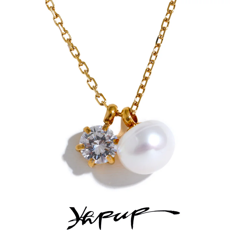 Colar Feminino Gota com Pérola em Aço Inoxidável 13