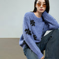 Suéter com Jacquard Floral e Gola Redonda