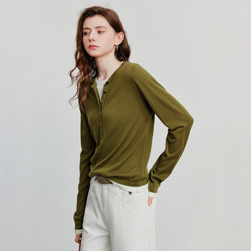 Suéter de Cashmere Efeito Duas Peças para Mulheres