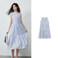 Vestido Midi de Liocel Poá com Saia em Camadas Light Blue