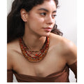 Yhpup Waterproof 2025 Handmade Beads Bohemia Jewelry Autumn Winter Stainless Steel Layered Resin Chain Bib Statement Necklace