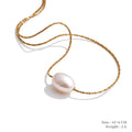 Colar Feminino Redondo com Pérola em Aço Inoxidável 4 YH3645A Gold