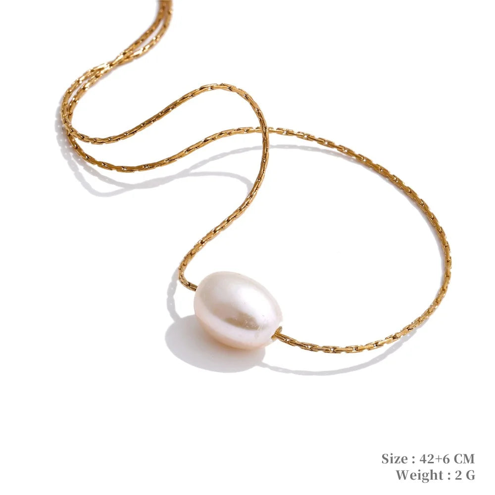 Colar Feminino Redondo com Pérola em Aço Inoxidável 4 YH3645A Gold