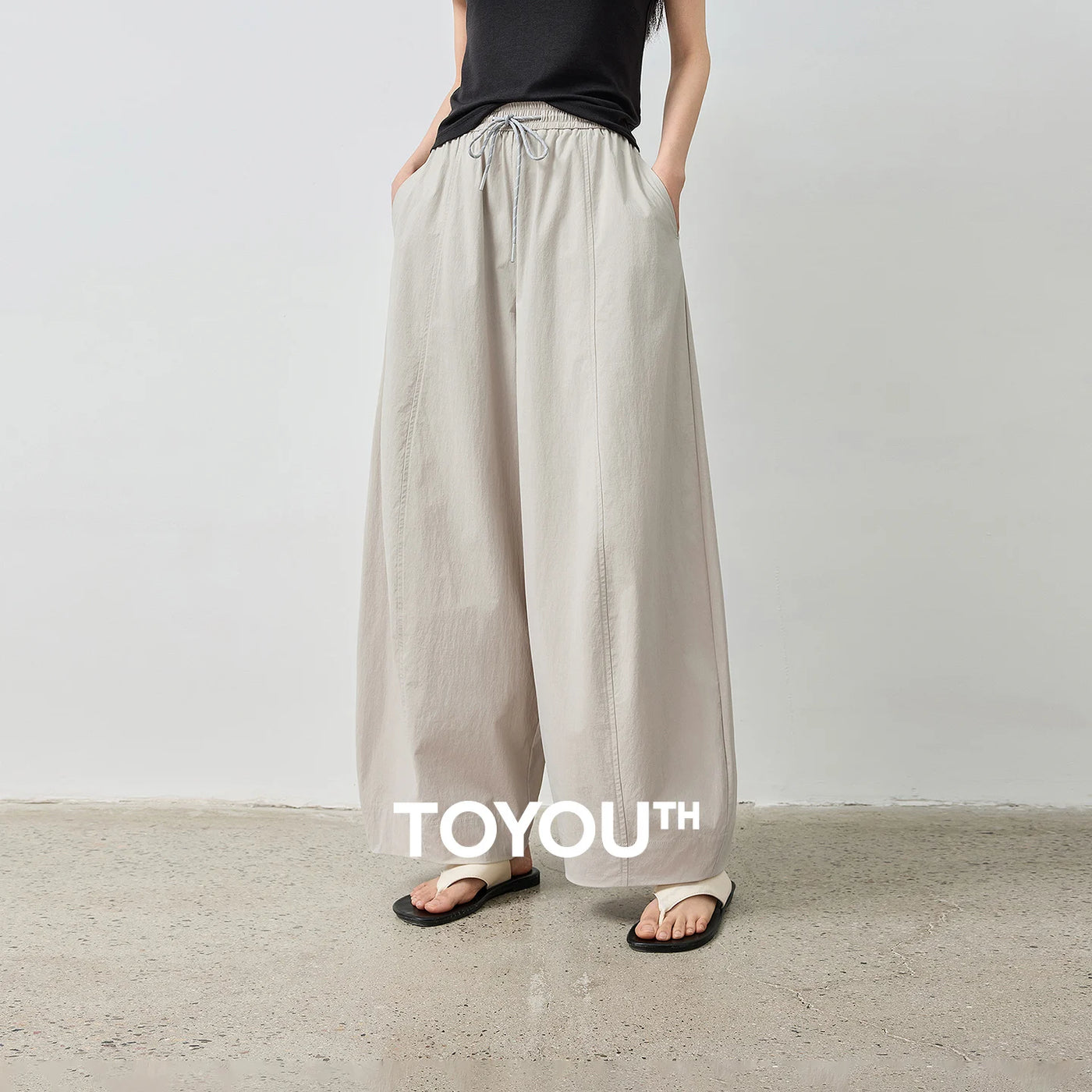 Calça Wide Leg Feminina Texturizada com Elastano