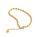 Yhpup Popular Stainless Steel Beads Chain Basic Necklace Bracelet Bangle Set 16K Gold Platinum Color PVD Plated Fashion Jewelry YH2098A G-Bracelet
