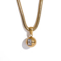 Colar Feminino Redondo com Zircônia em Aço Inoxidável Ouro com Zircônia Branca