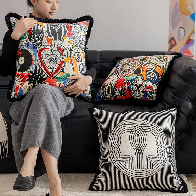 All-Seeing Eye Cosy Throw Cushion Cover Retro Boho Big Yellow Pupil Celestial Alchemy Cosmic Symbol Pillow Case Velvet Home Deco