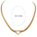 Yhpup Heart Chain Necklace Stainless Steel for Women Fashion Metal Texture Flat Collar Waterproof Necklace Girlfriend Gift YH1406A Gold Collar