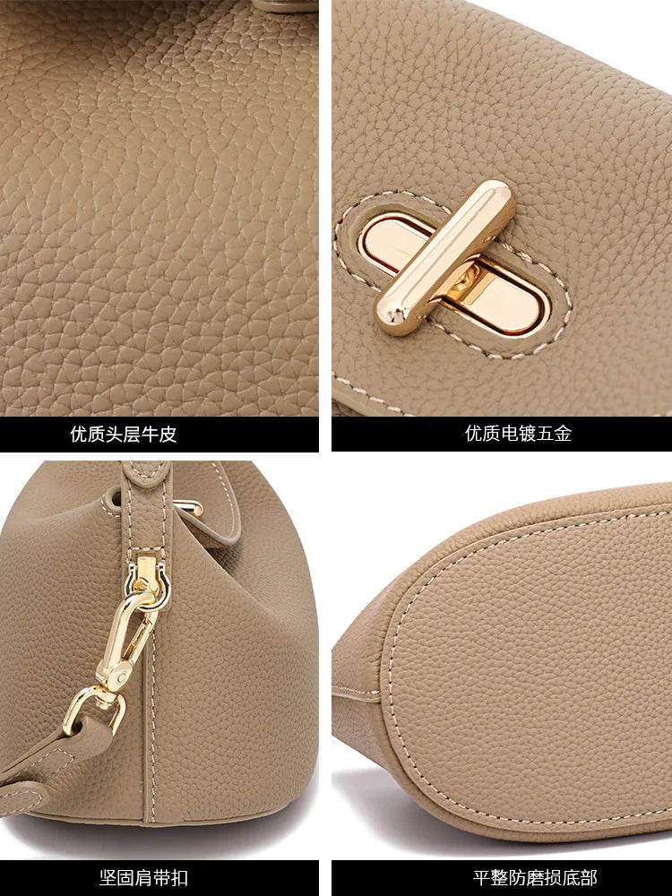 Bolsa pequena feminina de couro legítimo minimalista transversal de ombro