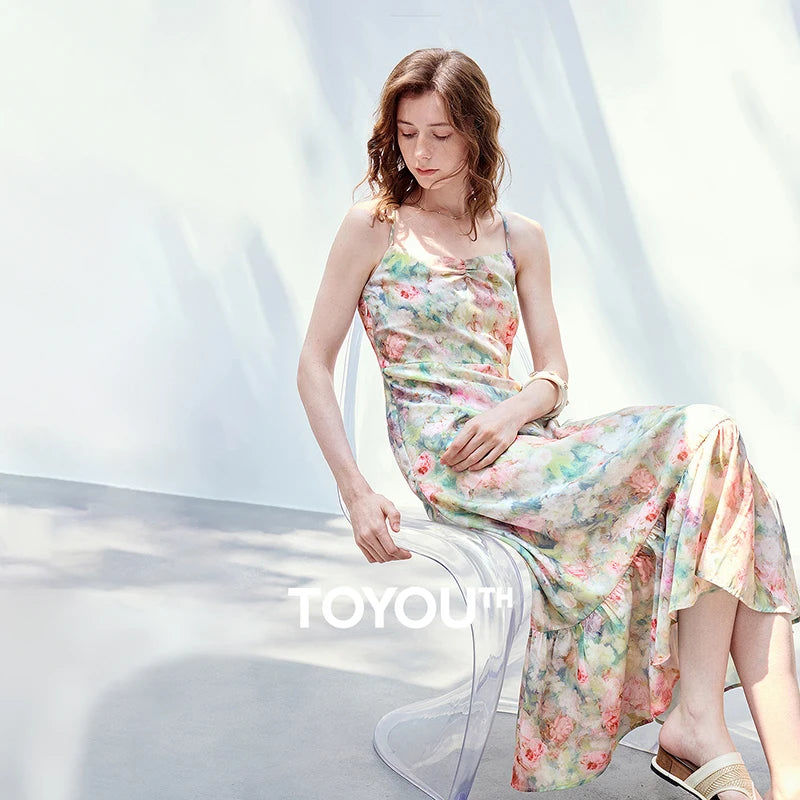 Vestido Slip Dress Midi Floral Estilo Monet