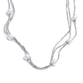 Colar Feminino de Camadas Quadrado com Pérola em Aço Inoxidável YH988A Platinum
