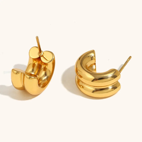 Brinco de Pino Volumoso com Banho Ouro 18K