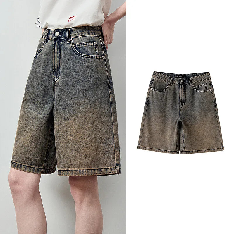 Shorts Jeans Feminino Wide Leg com 5 Bolsos