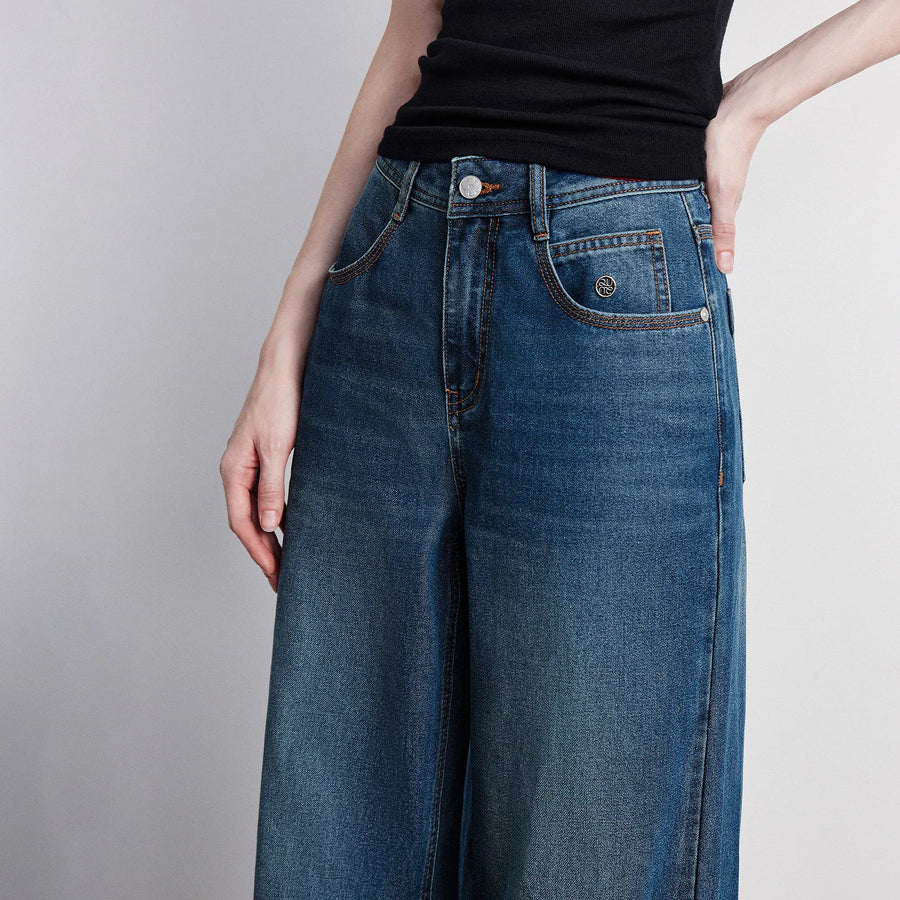 Calça Jeans Feminina Wide Leg Leve com Liocel e Acetato
