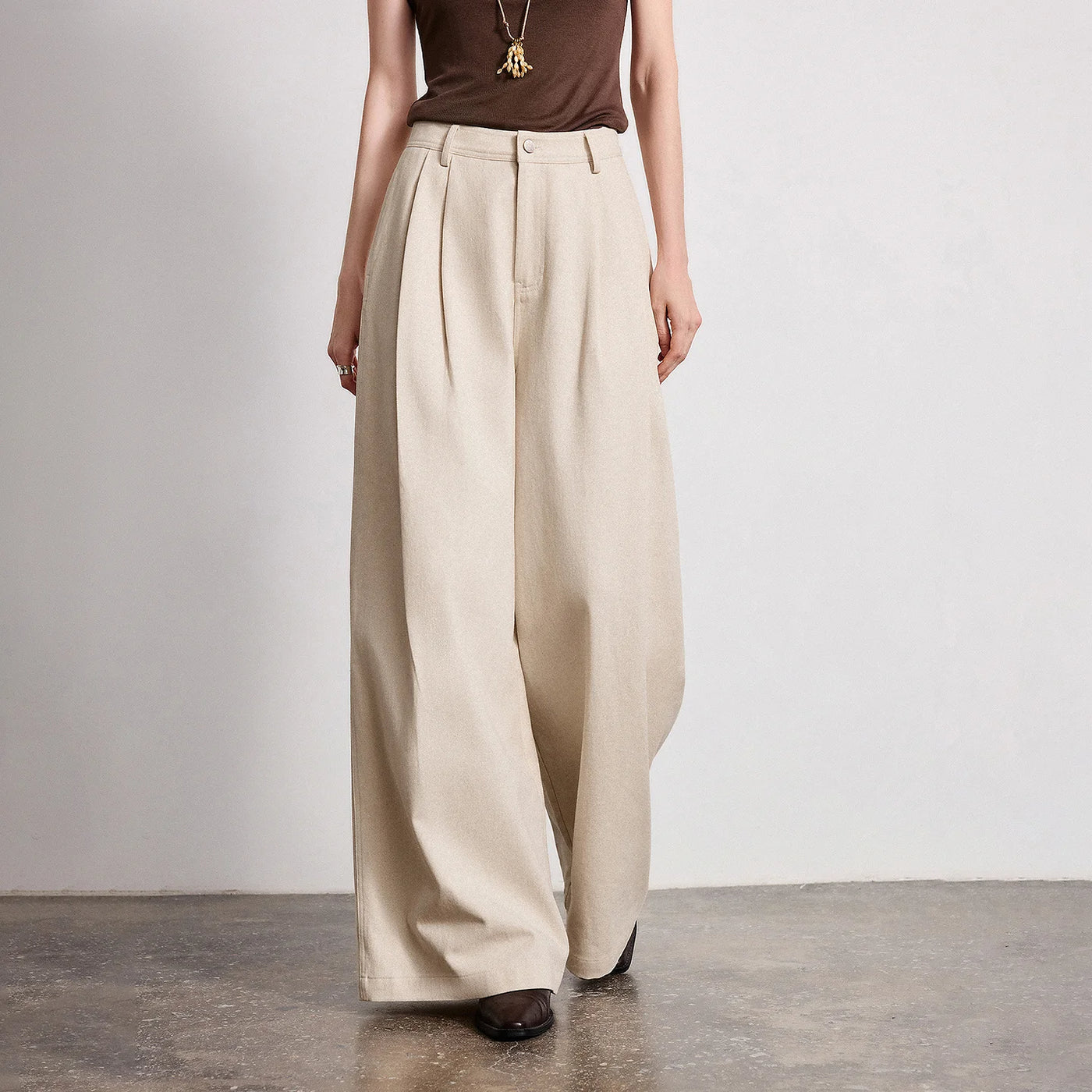 Calça Wide Leg Feminina 100% Algodão com Caimento Solto