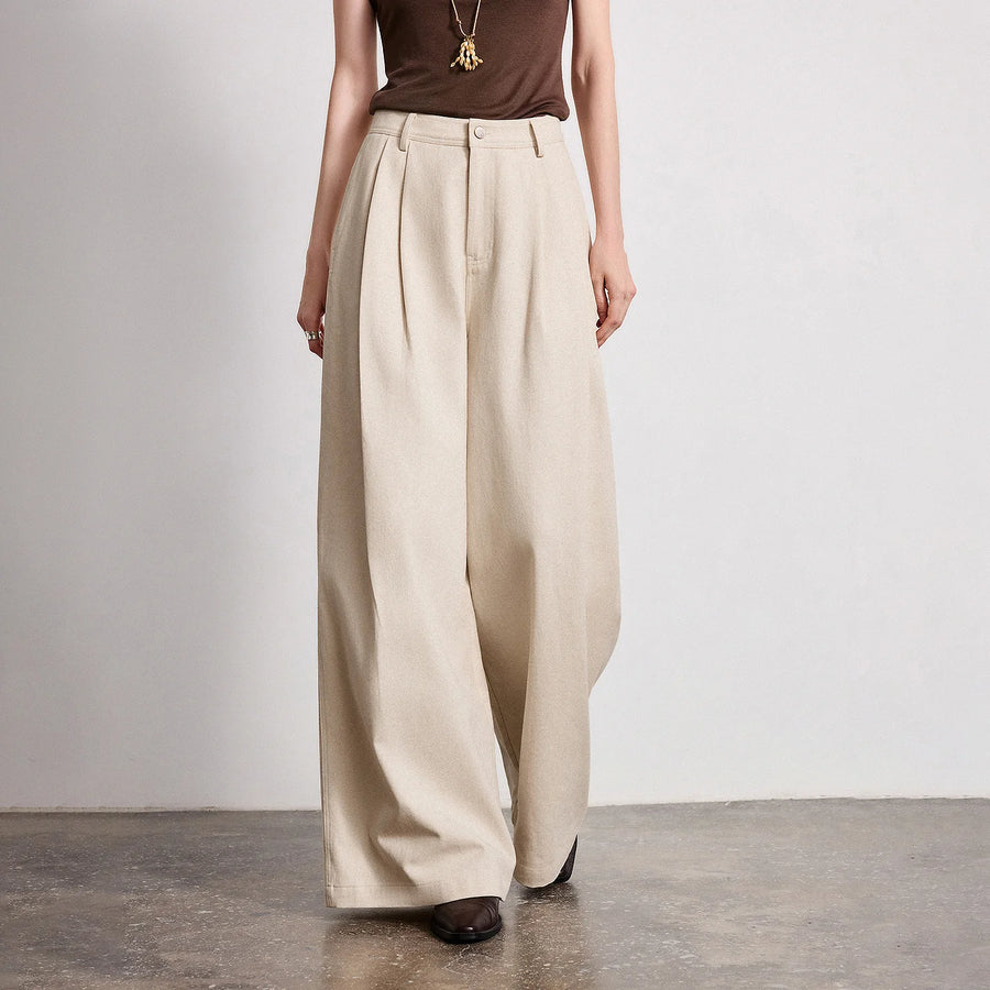 Calça Wide Leg Feminina 100% Algodão com Caimento Solto