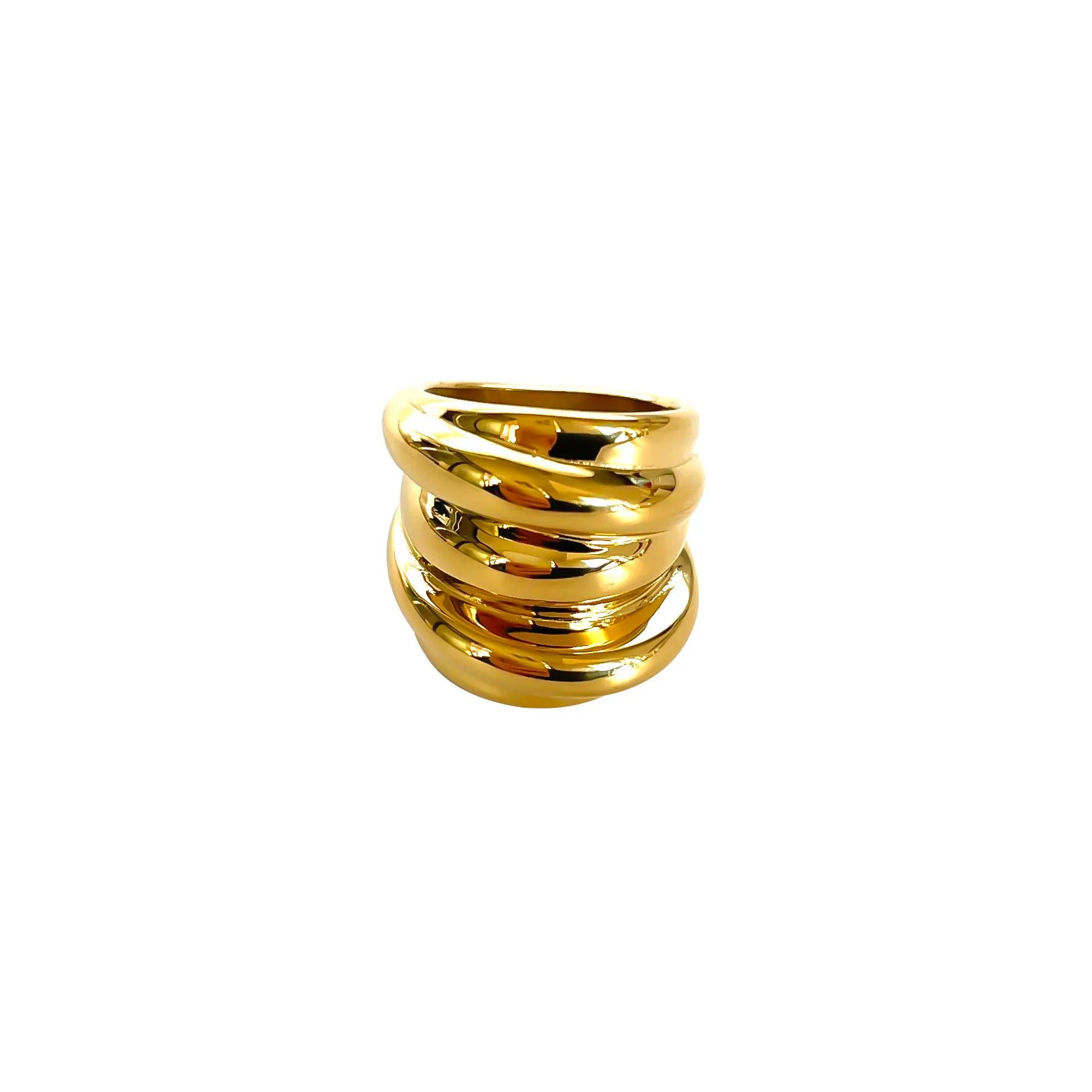 Anel Espiral Irregular Minimalista em Aço Inoxidável