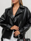 Jaqueta Biker Oversized em Couro Sintético