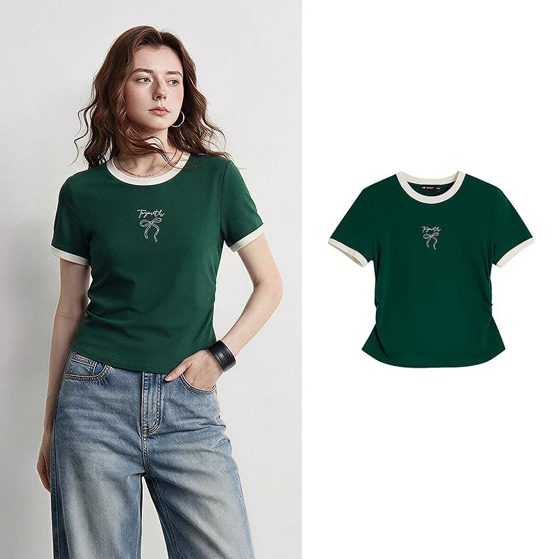 Camiseta Feminina Antibacteriana Color Block com Laço