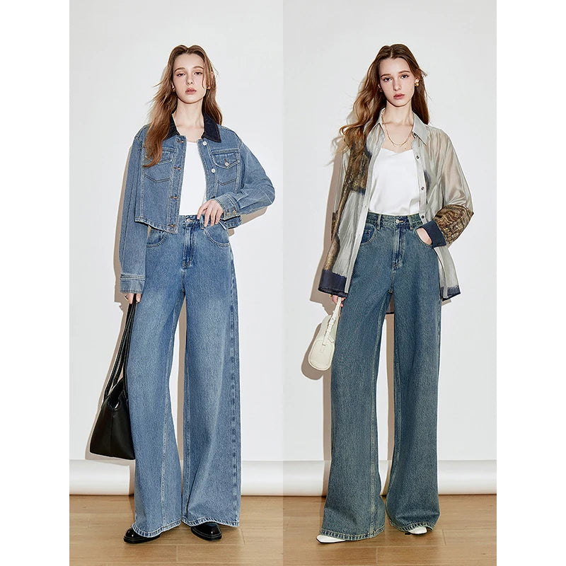 Calça Jeans Feminina Wide Leg 100% Algodão