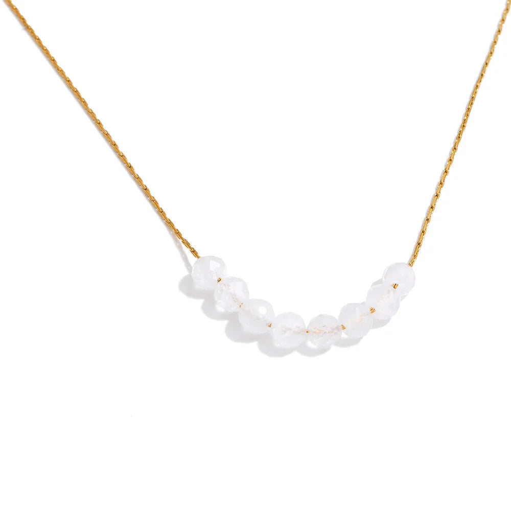 Yhpup Natural Aventurine Agate Tiger Stone Beads Chain Drop Necklace High Quality Fashion Collar Jewelry Gala Gift Wholesale White Agate