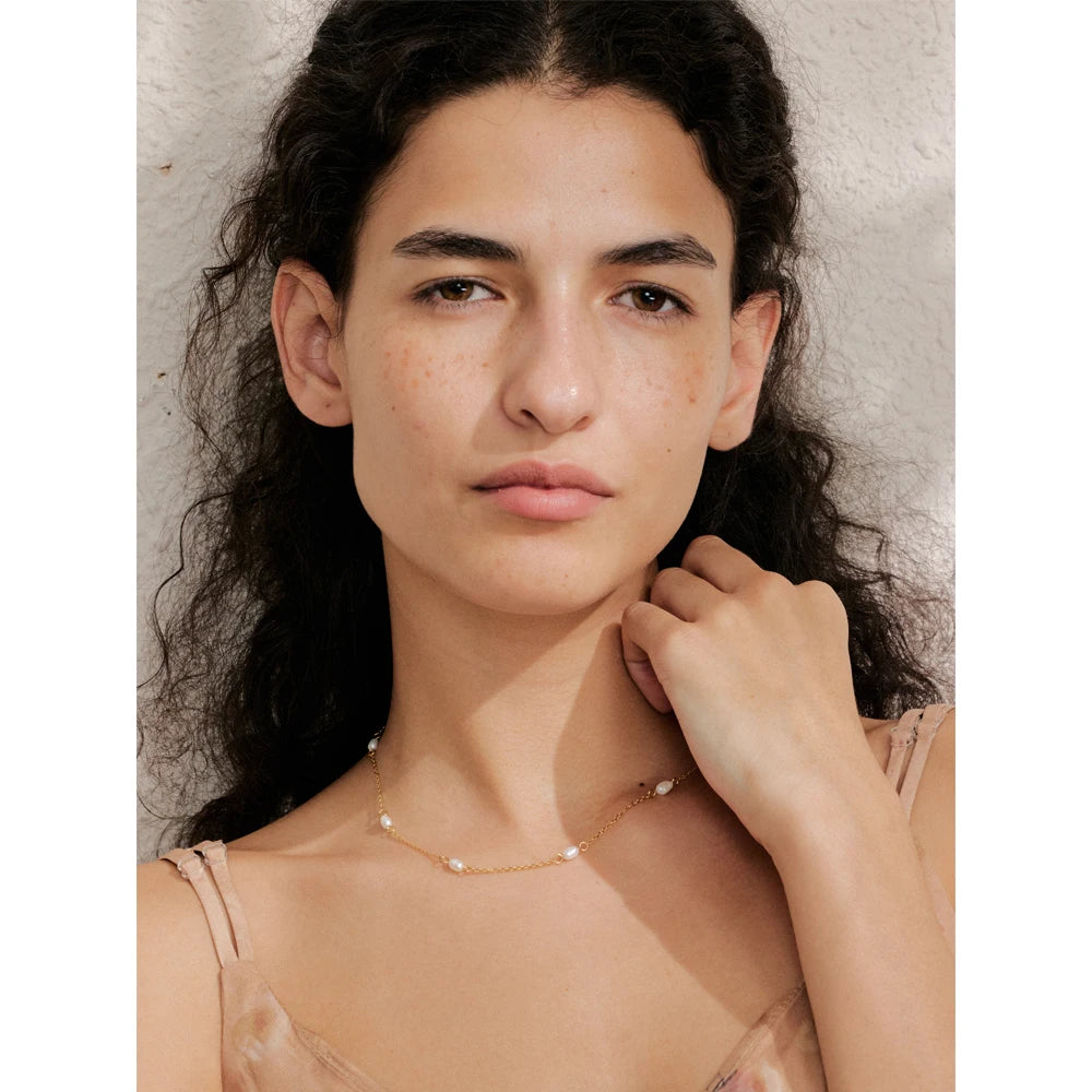 Colar Feminino Gota com Pérola em Aço Inoxidável 15