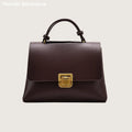 Bolsa Transversal Feminina de Couro PU Vintage com Fecho Dourado