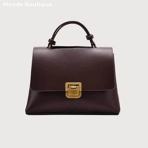 Bolsa Transversal Feminina de Couro PU Vintage com Fecho Dourado