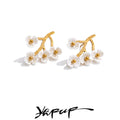 Yhpup Sweet Plastic Flower Korean Stud Earrings 18K Gold Color PVD Plated Stainless Steel Trending Fairy Jewelry 2025 Gift