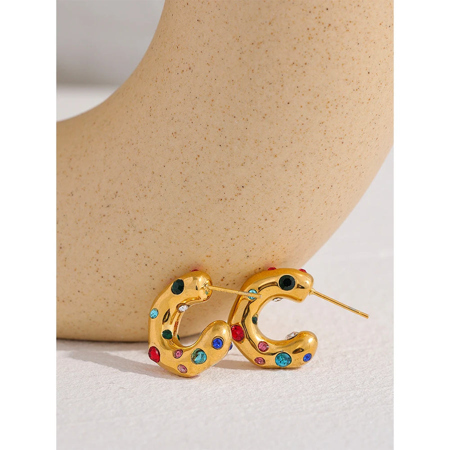 Brinco de Argola com Zircônias Coloridas