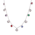 Colar Feminino Gota com Zircônias Coloridas em Aço Inoxidável 4 Prata Colorido