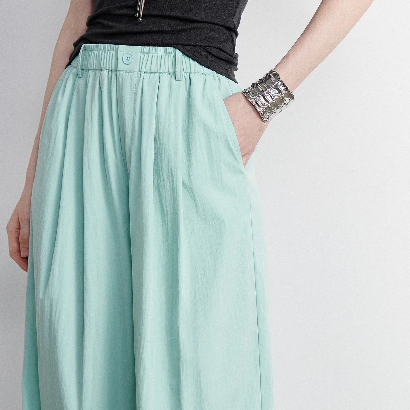 Calça Barrel Feminina Texturizada Wide Leg