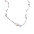 Colar Feminino Gota com Pérola em Aço Inoxidável 15 YH2003A Platinum