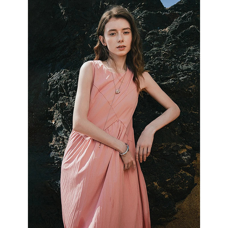 Vestido de Alças Midi com Bolsos