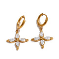 Colar Feminino Cruz com Zircônia em Aço Inoxidável 7 Brinco Ouro