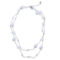 Yhpup 90+5 cm Elegant Simulated Pearl Beads Long Daily Sweater Chain Necklace 18K Golden Waterproof Chic Stainless Steel Jewelry YH4414A Platinum