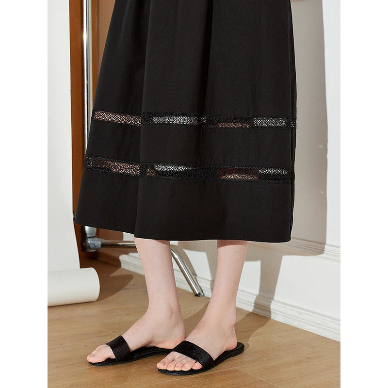 Vestido Midi de Liocel com Detalhes Vazados